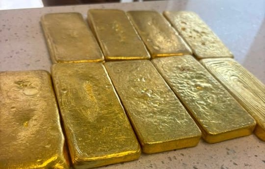 Close-up of gold bars